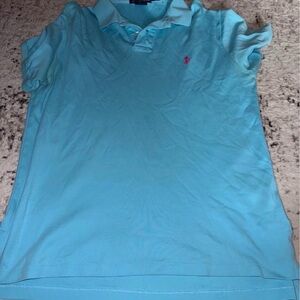 Ralph Lauren Light Blue Polo with Pink Accent
